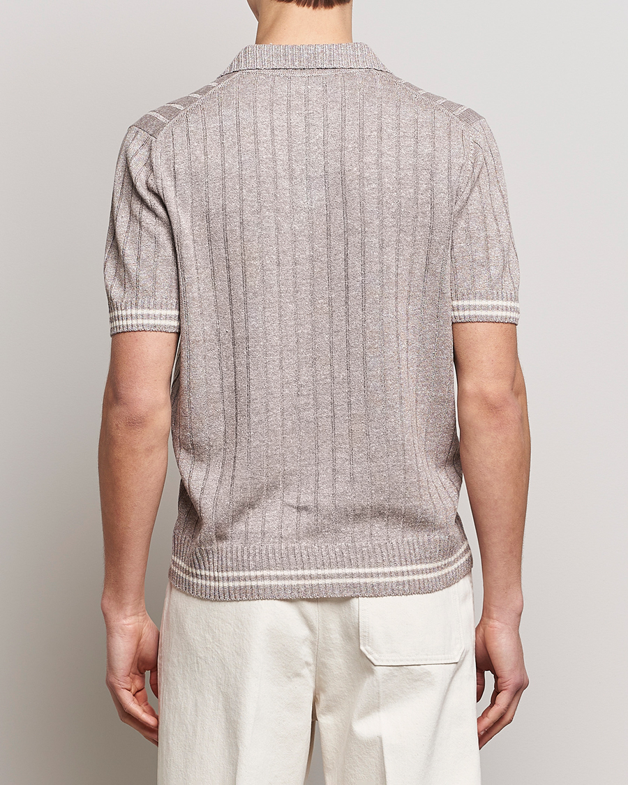 Herre | Pikéer | Gran Sasso | Cotton/Linen Structured Knitted Polo Beige