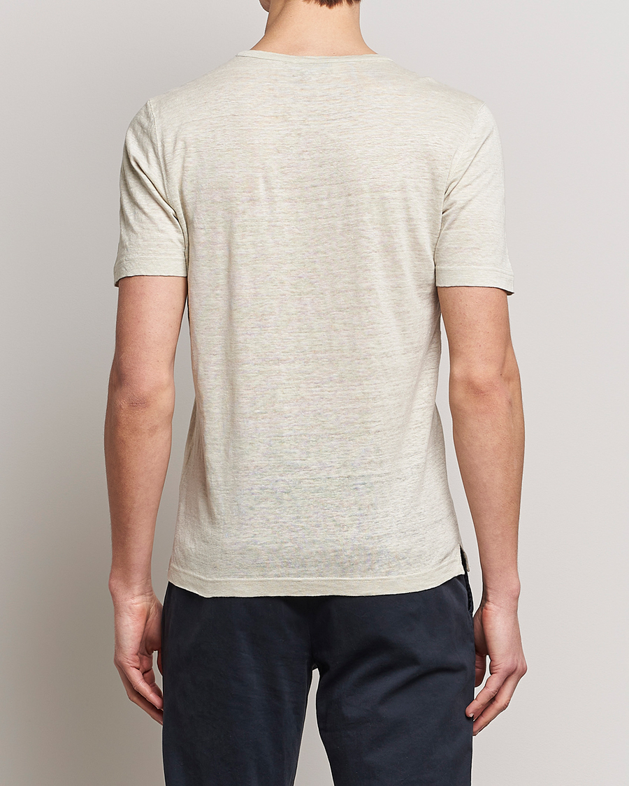 Herre | T-Shirts | Gran Sasso | Washed Linen Tee Beige