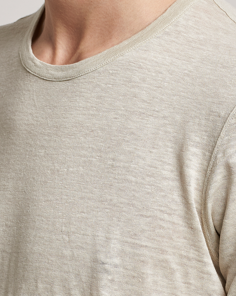 Herre | T-Shirts | Gran Sasso | Washed Linen Tee Beige