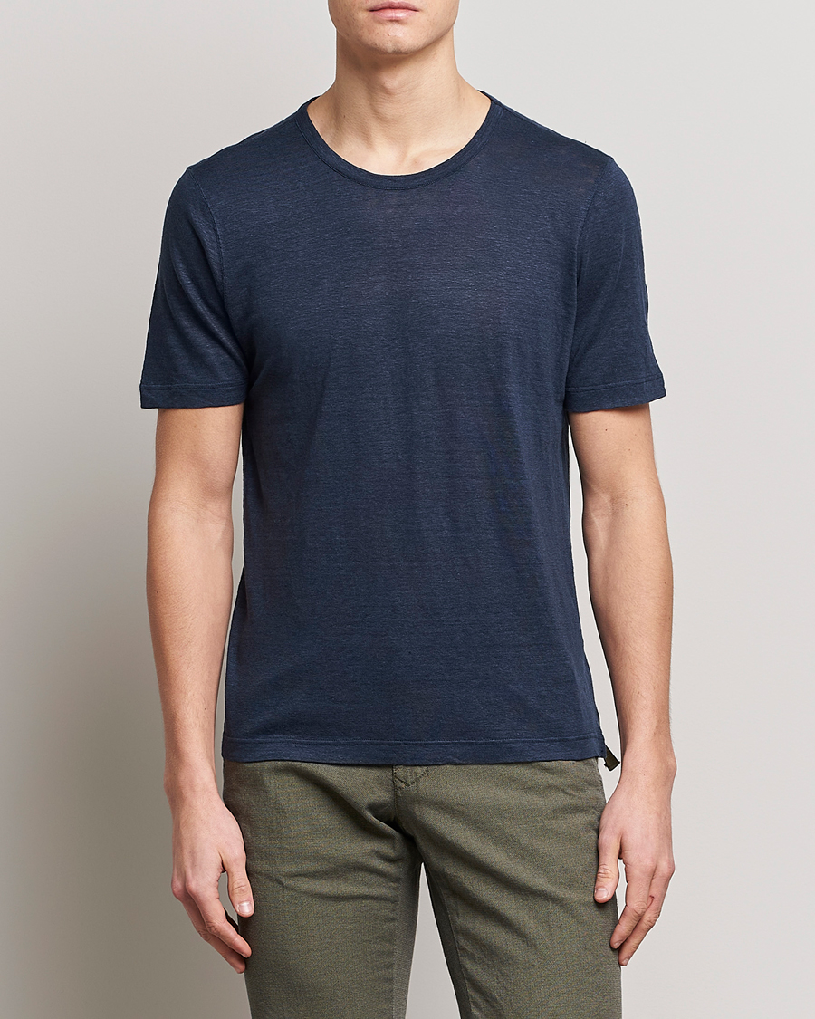 Herre |  | Gran Sasso | Washed Linen Tee Navy