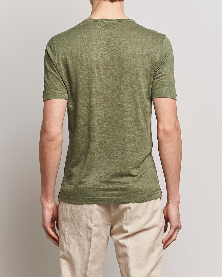 Herre | T-Shirts | Gran Sasso | Washed Linen Tee Olive