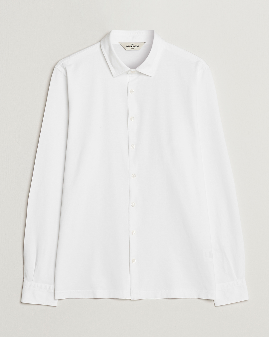 Herre | Skjorter | Gran Sasso | Washed Cotton Jersey Shirt White