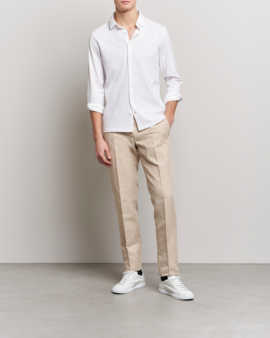 Herre | Skjorter | Gran Sasso | Washed Cotton Jersey Shirt White