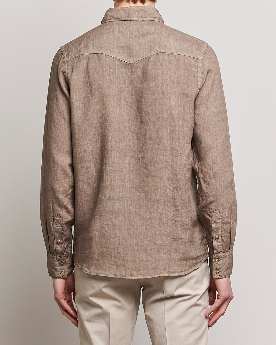 Herre | Skjorter | Gran Sasso | Casual Pocket Linen Shirt Medium Brown