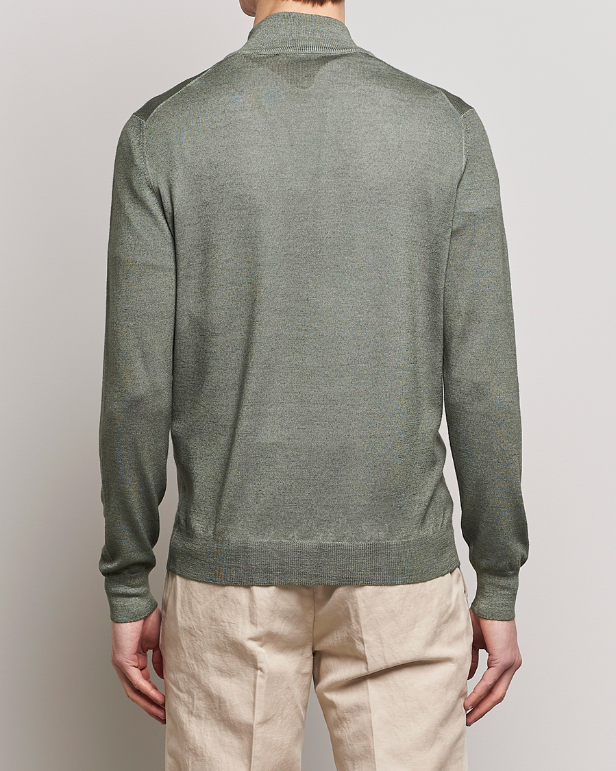 Herre | Gensere | Gran Sasso | Summer Merino Half Zip Sweater Green Melange