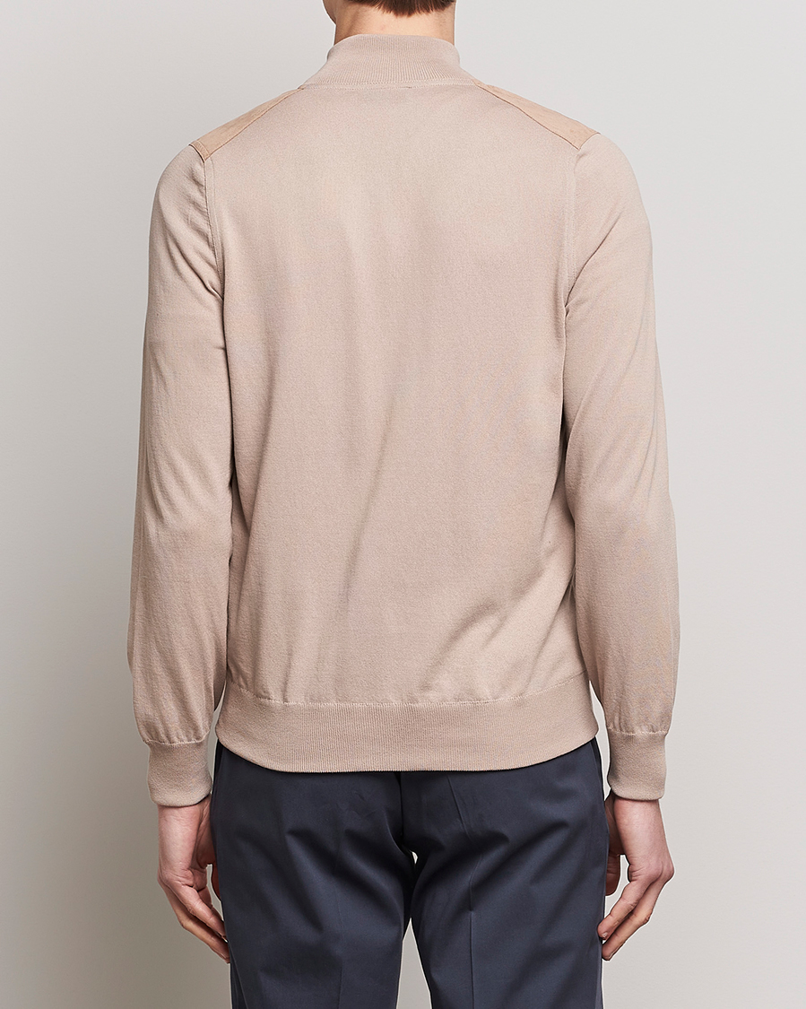 Herre | Gensere | Gran Sasso | Knitted Cotton/Alcantara Full Zip Beige