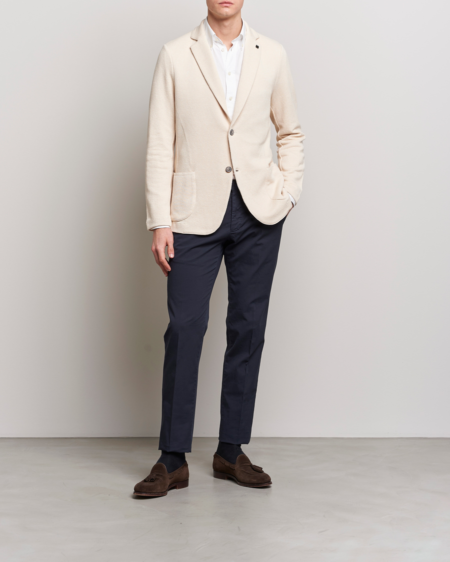 Herre | Dressjakker | Gran Sasso | Structured Cotton/Linen Blazer Cream
