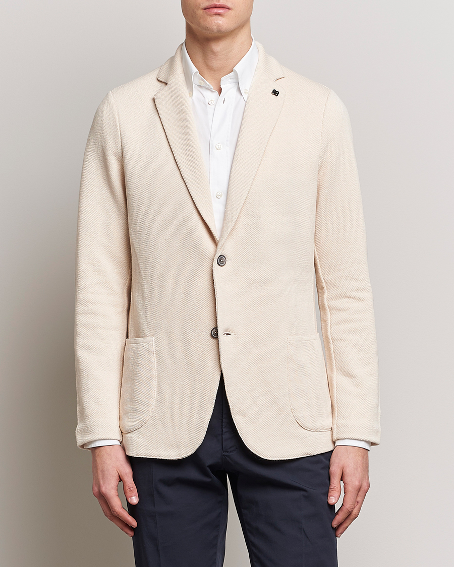 Herre | Strikkede blazere  | Gran Sasso | Structured Cotton/Linen Blazer Cream