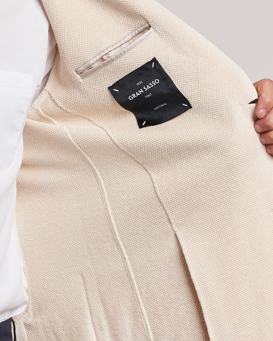 Herre | Dressjakker | Gran Sasso | Structured Cotton/Linen Blazer Cream
