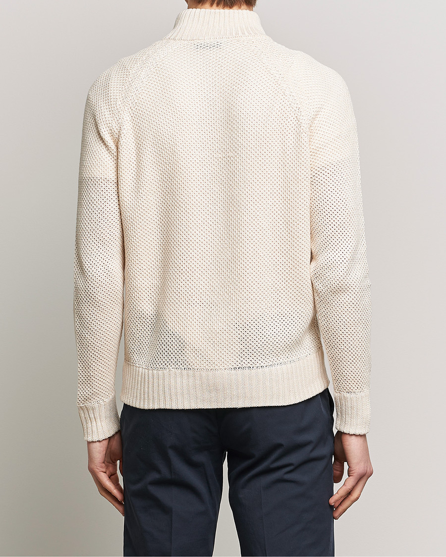 Herre | Gensere | Gran Sasso | Structured Cotton/Linen Full Zip Cream