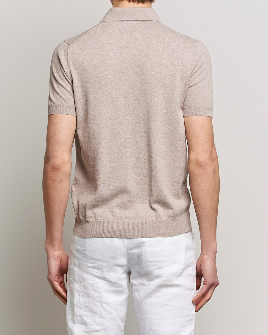 Herre | Pikéer | Gran Sasso | Cotton Knitted Polo Beige Melange