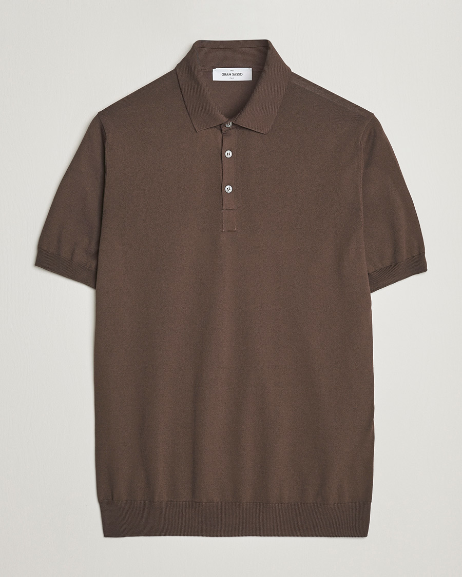 Herre | Pikéer | Gran Sasso | Cotton Knitted Polo Dark Brown