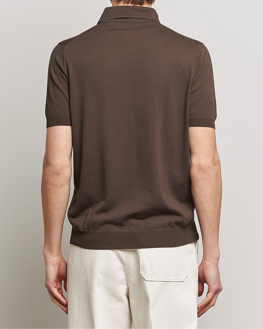 Herre | Pikéer | Gran Sasso | Cotton Knitted Polo Dark Brown