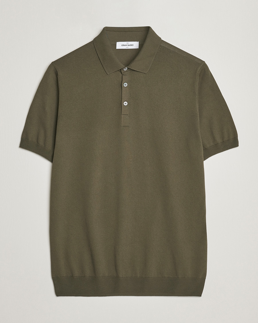 Herre | Pikéer | Gran Sasso | Cotton Knitted Polo Dark Olive