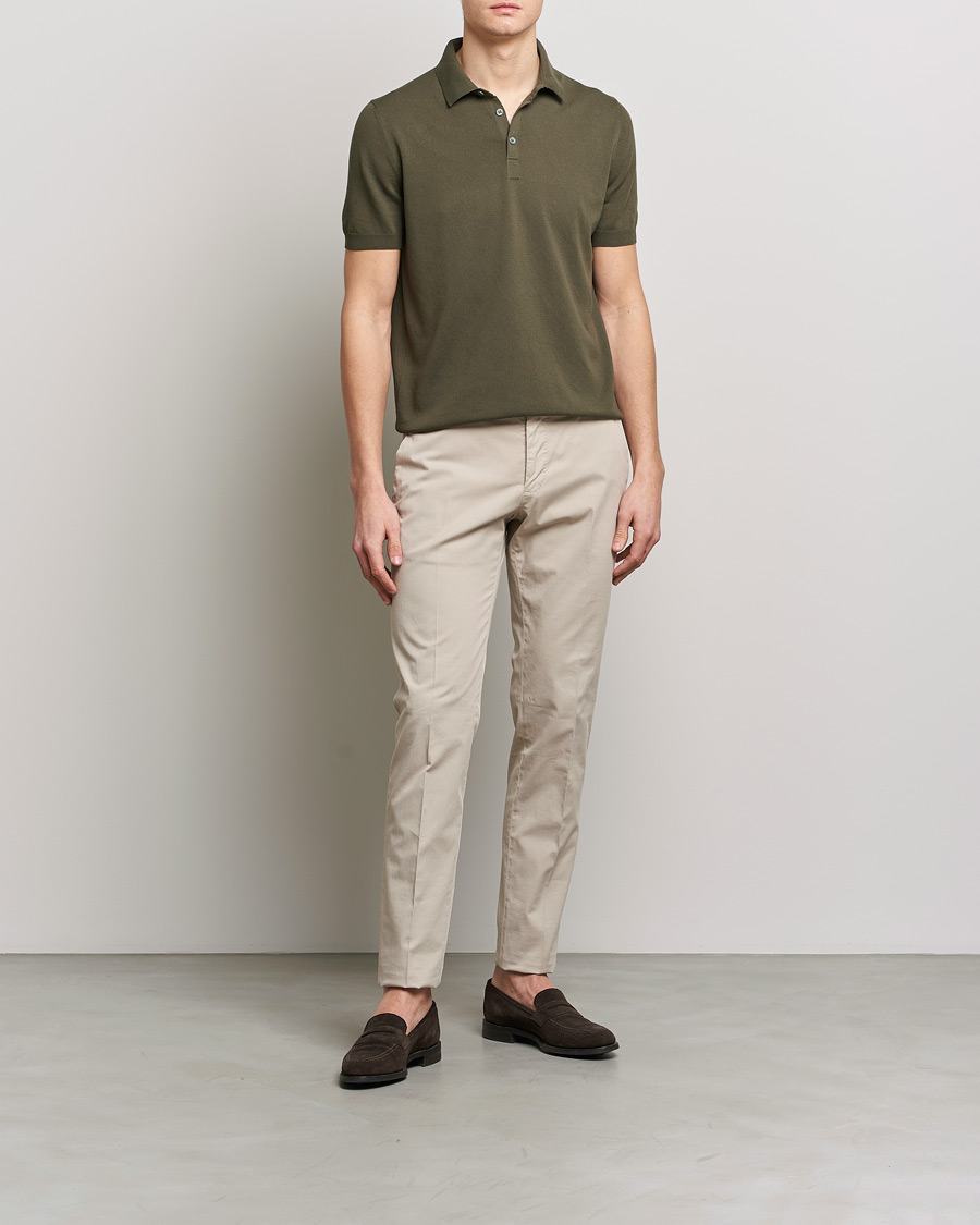 Herre | Pikéer | Gran Sasso | Cotton Knitted Polo Dark Olive