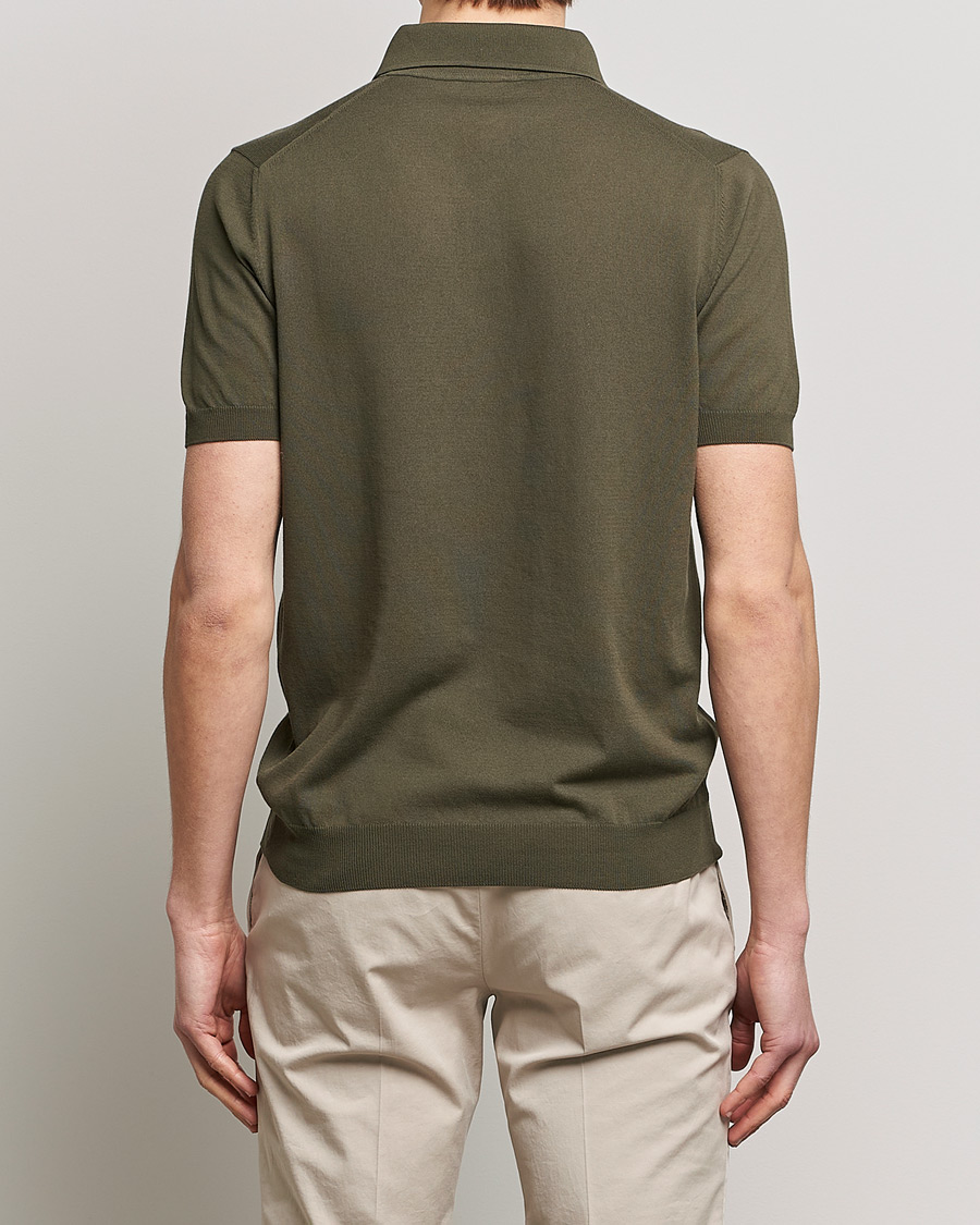 Herre | Pikéer | Gran Sasso | Cotton Knitted Polo Dark Olive