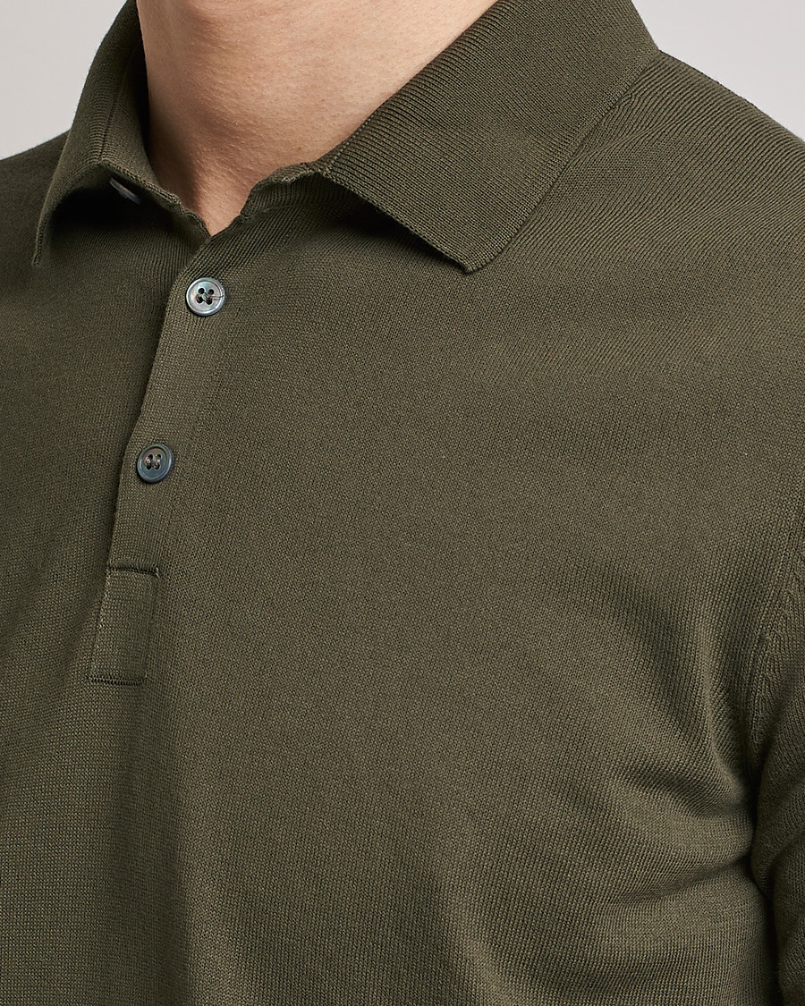 Herre | Pikéer | Gran Sasso | Cotton Knitted Polo Dark Olive