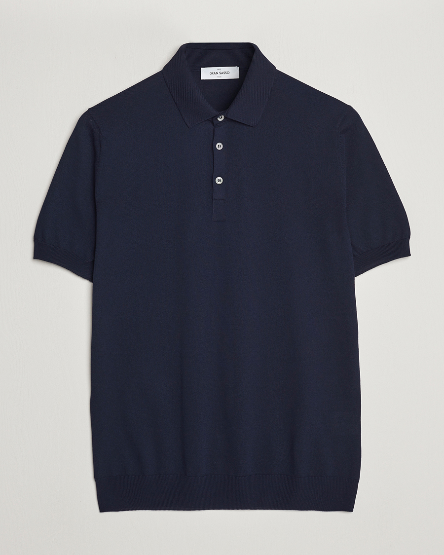 Herre | Pikéer | Gran Sasso | Cotton Knitted Polo Navy