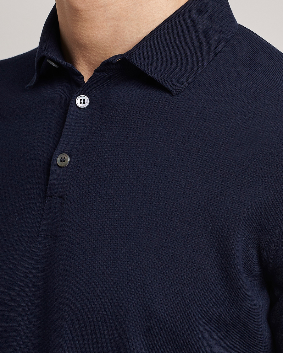 Herre | Pikéer | Gran Sasso | Cotton Knitted Polo Navy