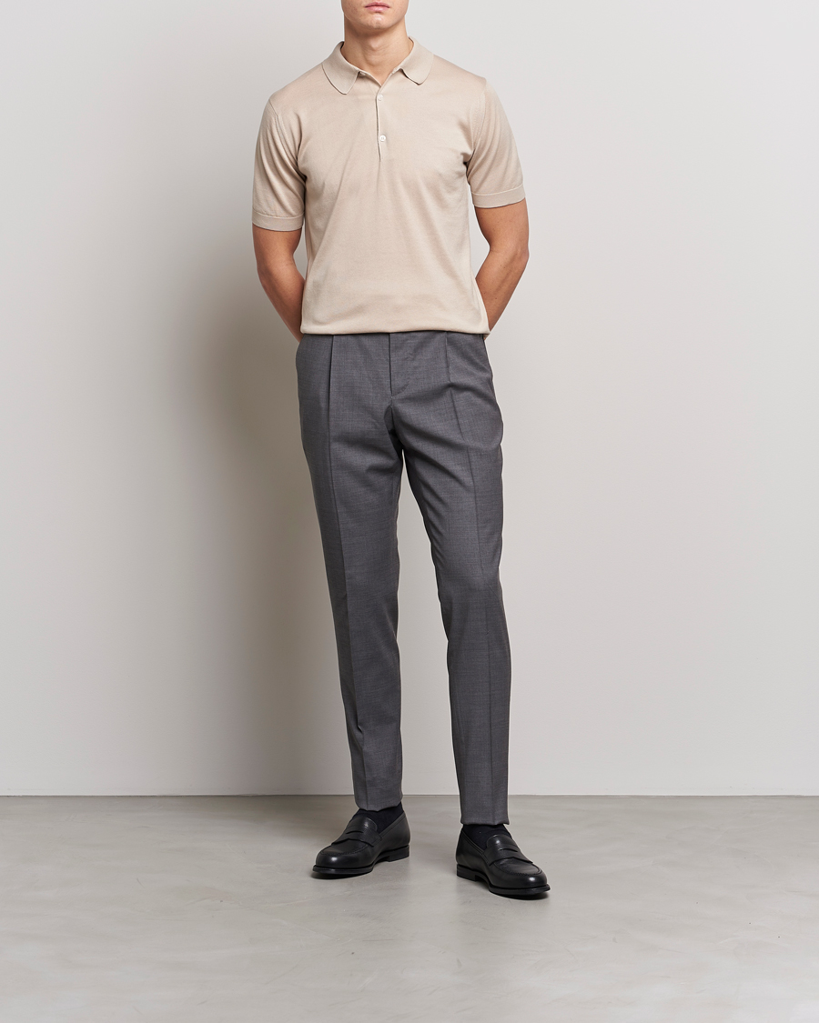 Herre | Pikéer | John Smedley | Adrian Slim Fit Sea Island Polo Almond