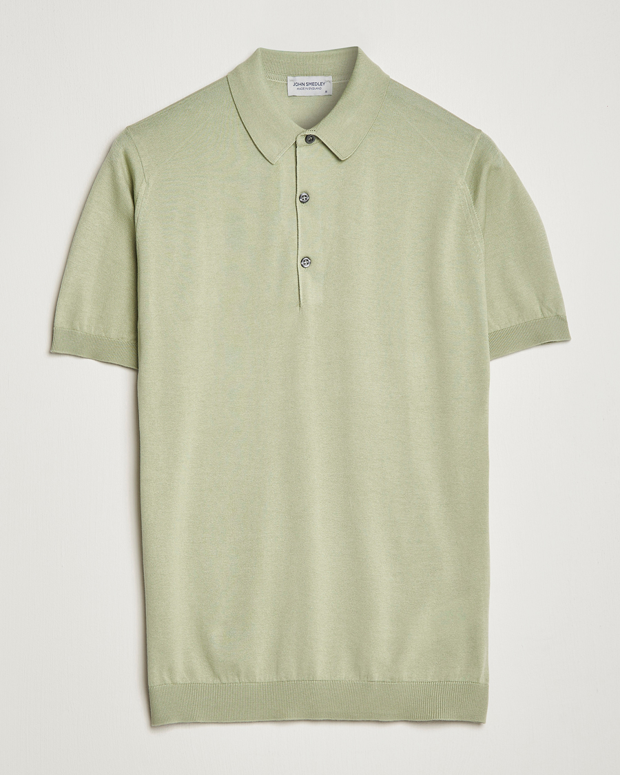 Herre | Pikéer | John Smedley | Adrian Slim Fit Sea Island Polo Desert Green