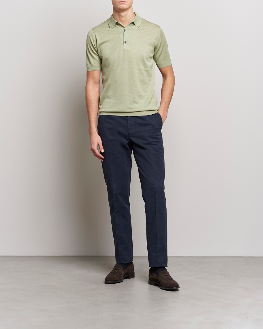 Herre | Pikéer | John Smedley | Adrian Slim Fit Sea Island Polo Desert Green