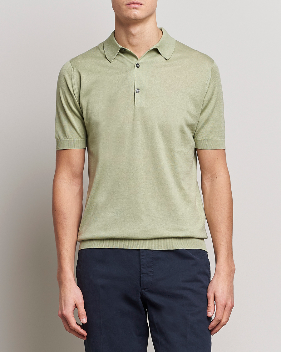 Herre | Pikéer | John Smedley | Adrian Slim Fit Sea Island Polo Desert Green