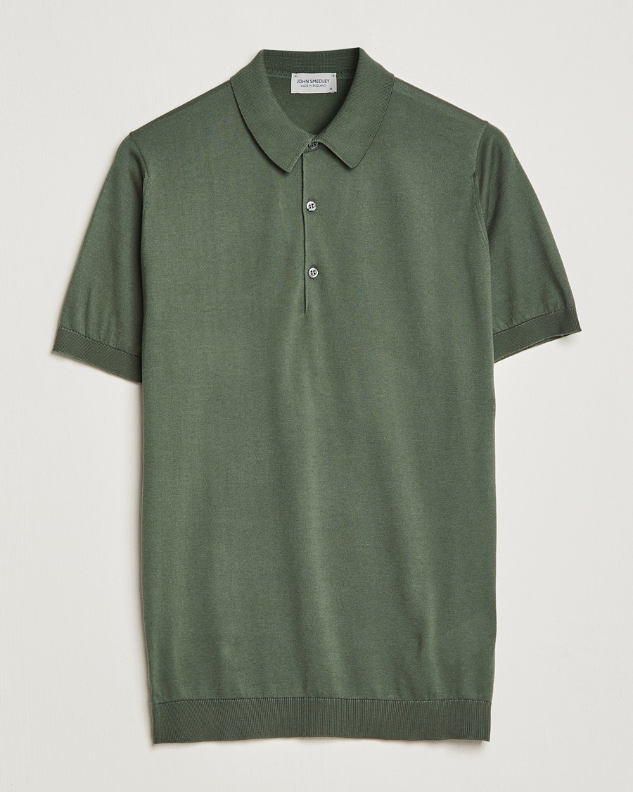 Herre | Pikéer | John Smedley | Adrian Slim Fit Sea Island Polo Palm Green