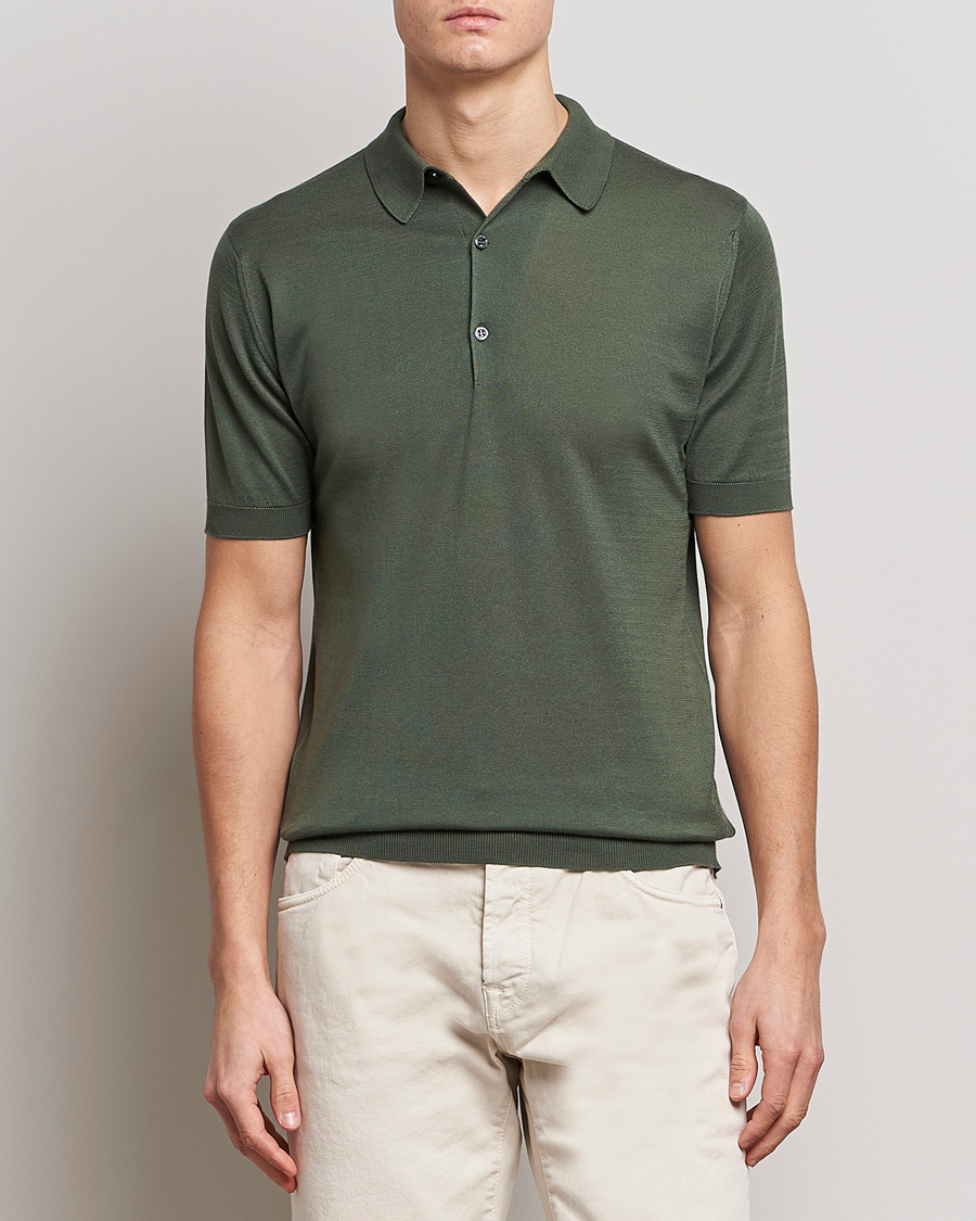 Herre | Klær | John Smedley | Adrian Slim Fit Sea Island Polo Palm Green