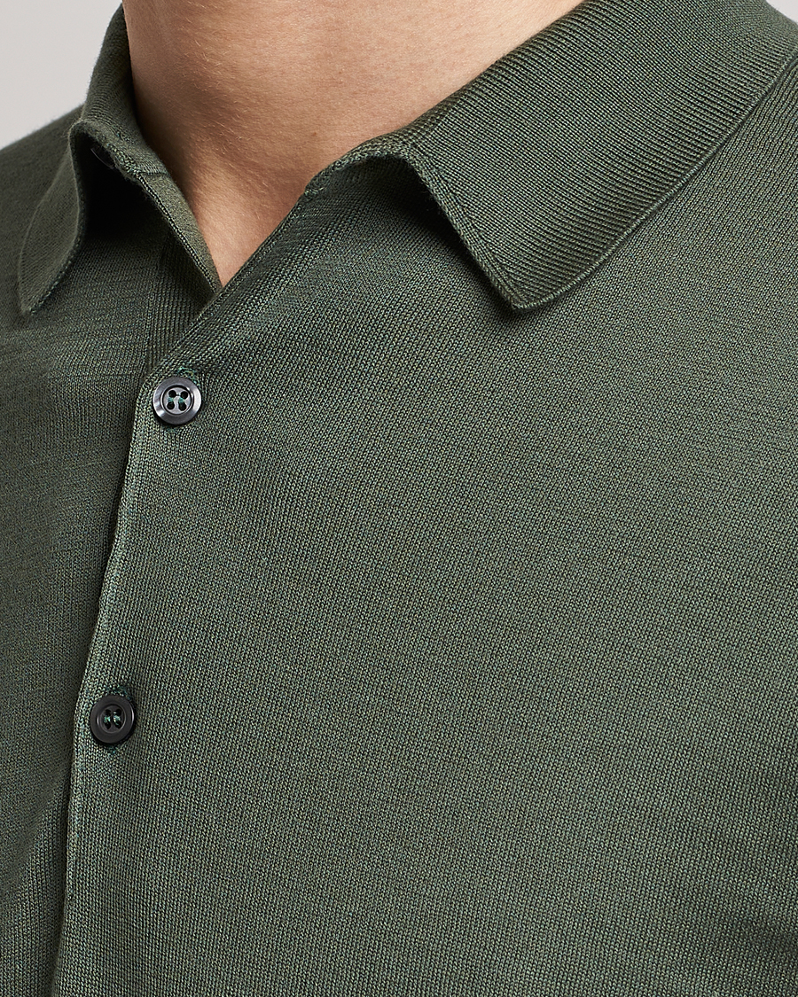 Herre | Pikéer | John Smedley | Adrian Slim Fit Sea Island Polo Palm Green
