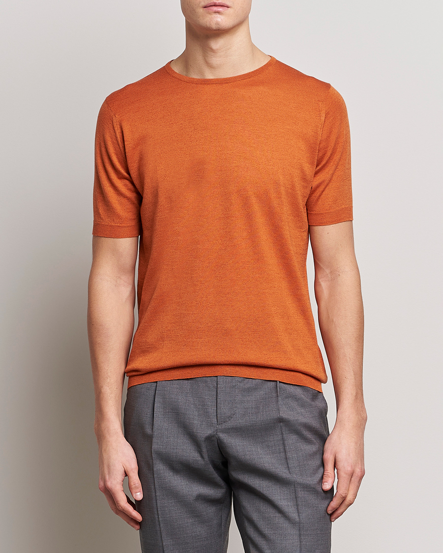 Herre | T-Shirts | John Smedley | Belden Wool/Cotton T-Shirt Amber