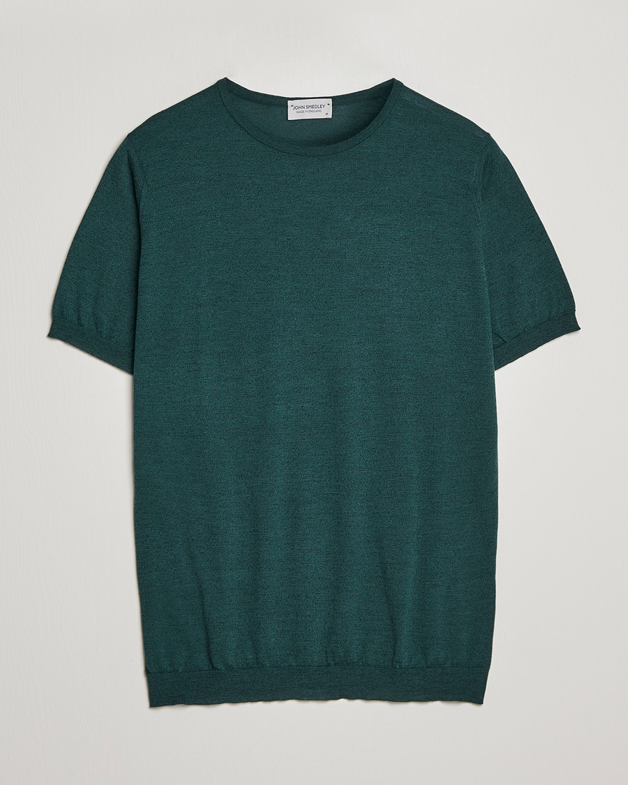 Herre | T-Shirts | John Smedley | Belden Wool/Cotton T-Shirt Bottle Green