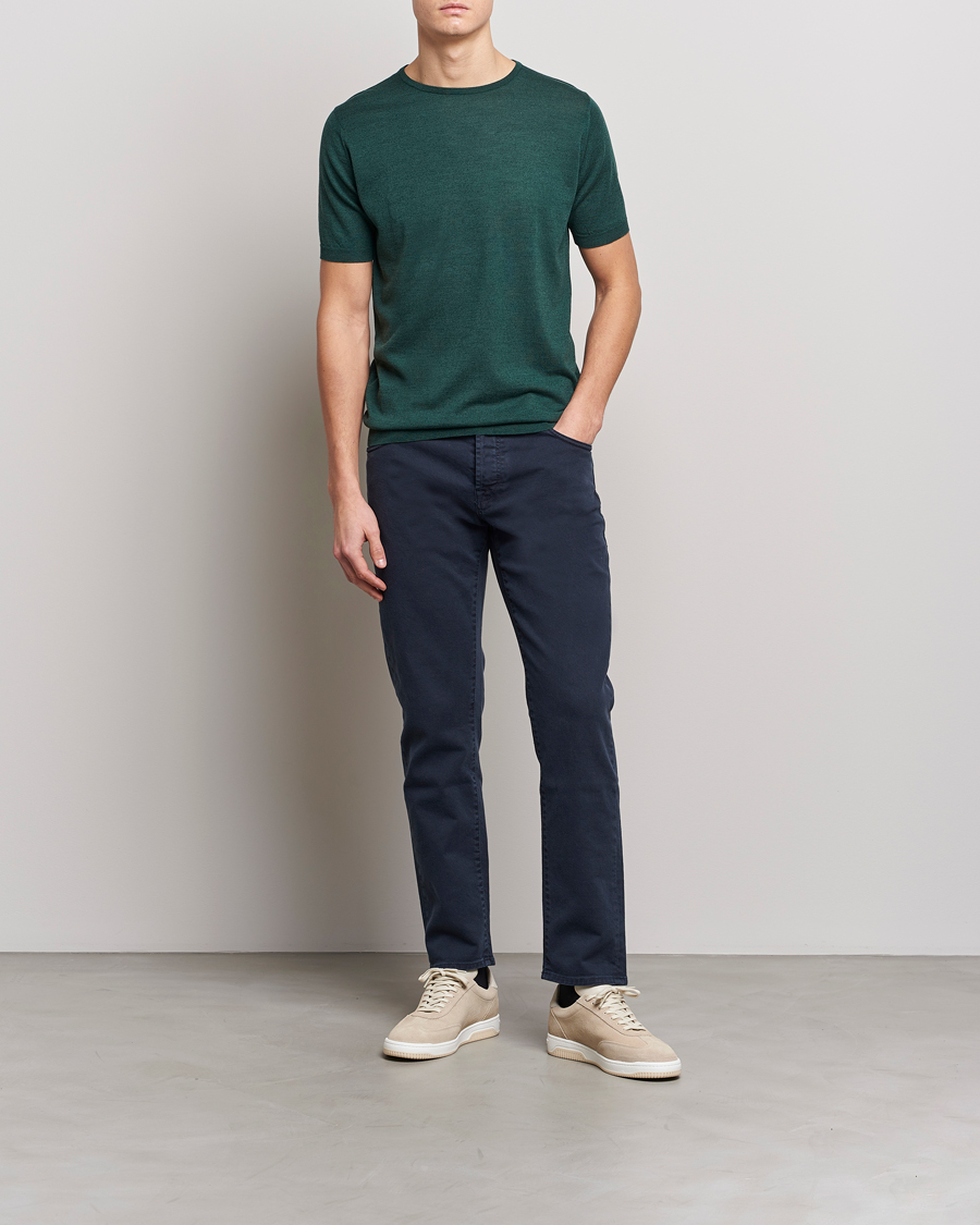 Herre | T-Shirts | John Smedley | Belden Wool/Cotton T-Shirt Bottle Green