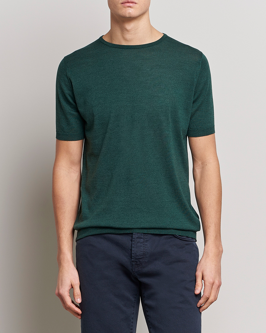 Herre | T-Shirts | John Smedley | Belden Wool/Cotton T-Shirt Bottle Green