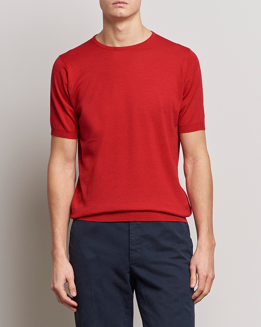 Herre | T-Shirts | John Smedley | Belden Wool/Cotton T-Shirt Ruby