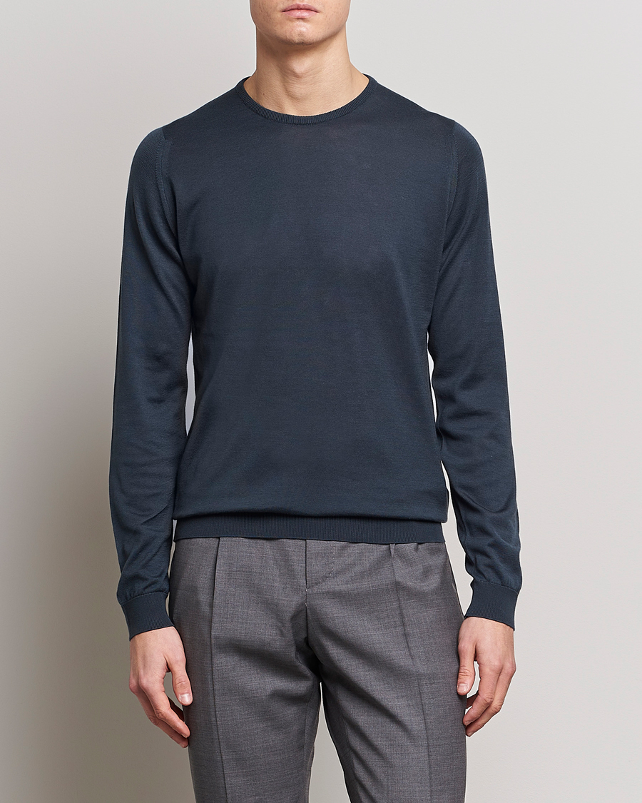 Herre | Formal Wear | John Smedley | Hatfield Sea Island Crew Neck Granite