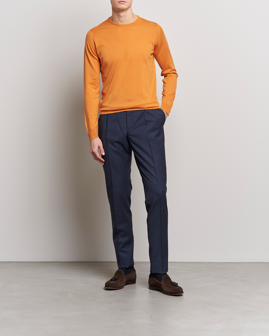 Herre | Gensere | John Smedley | Hatfield Sea Island Crew Neck Mandarin Orange