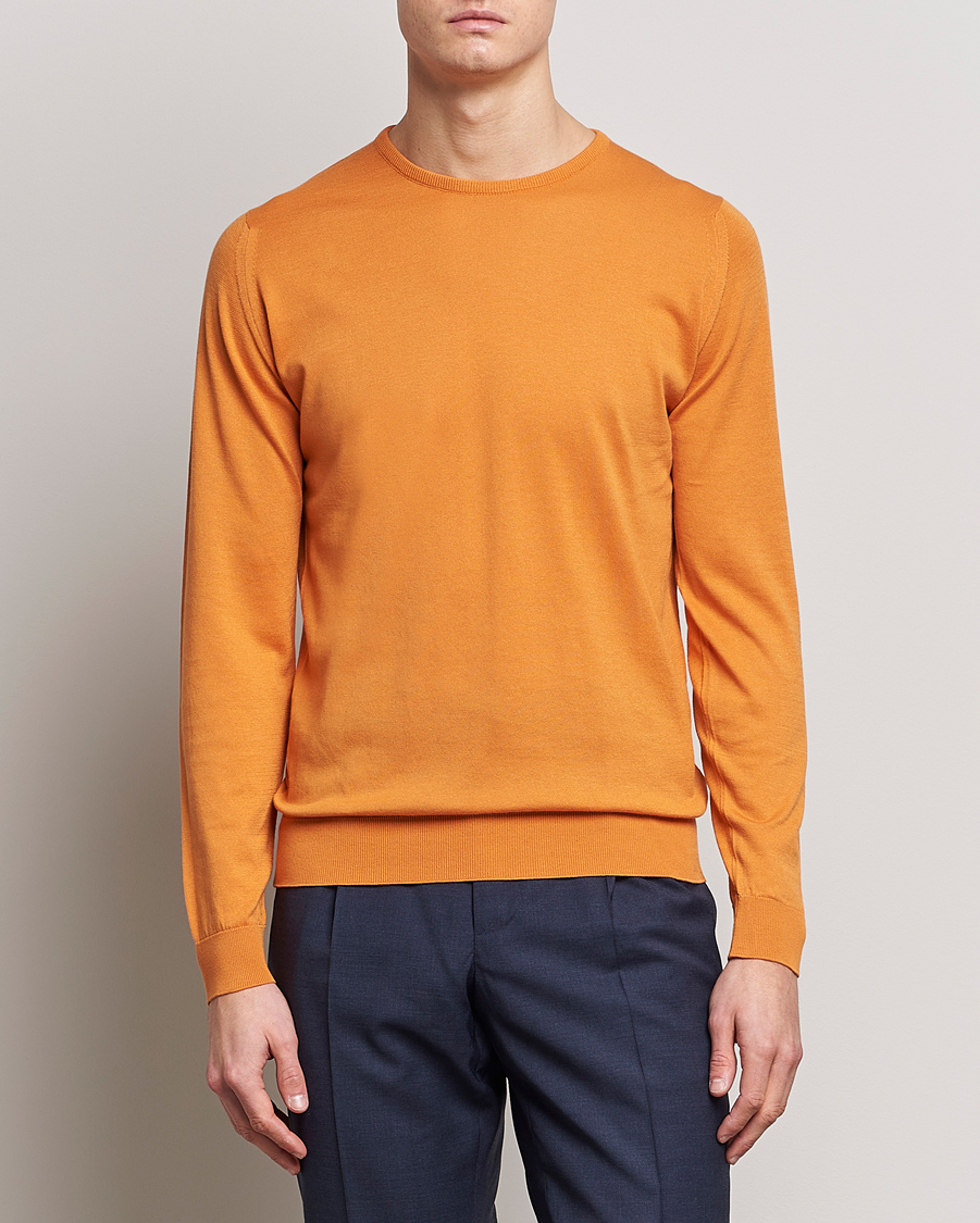 Herre | Gensere | John Smedley | Hatfield Sea Island Crew Neck Mandarin Orange