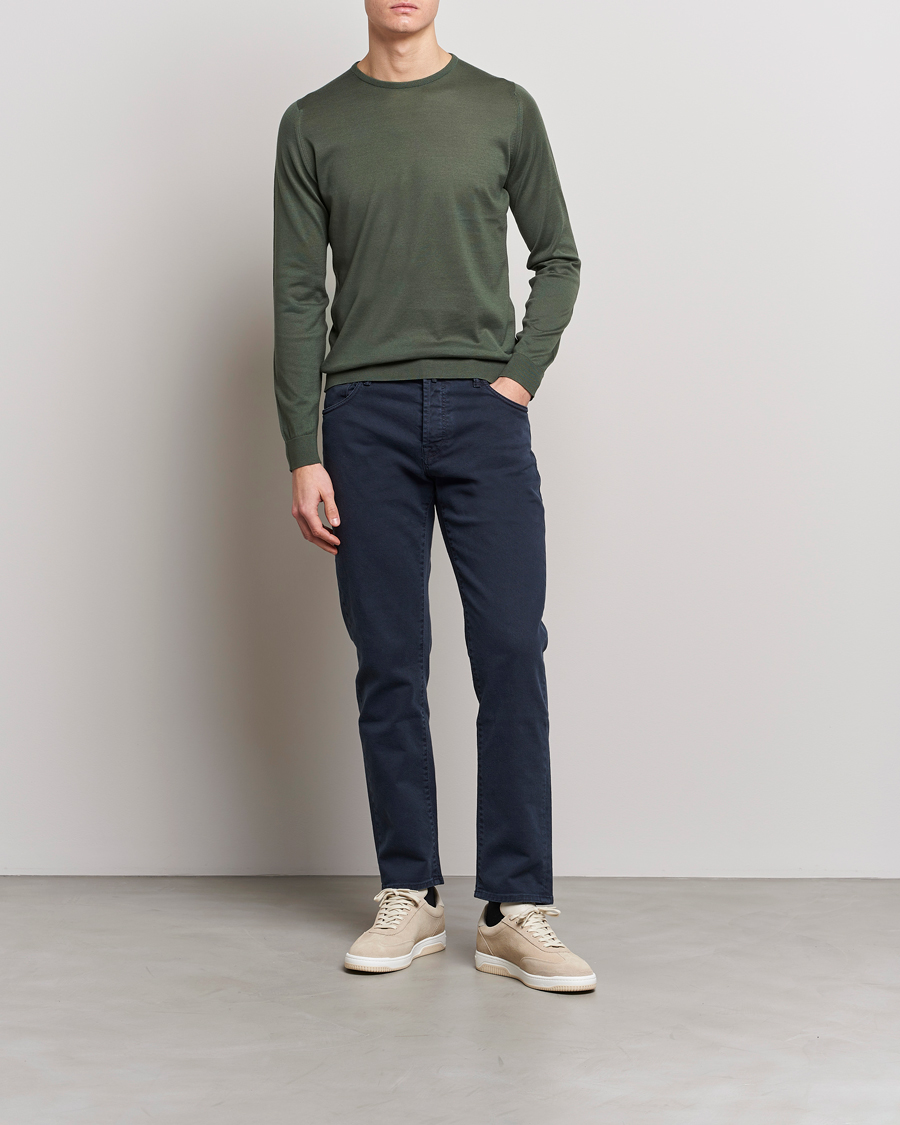 Herre | Gensere | John Smedley | Hatfield Sea Island Crew Neck Palm Green