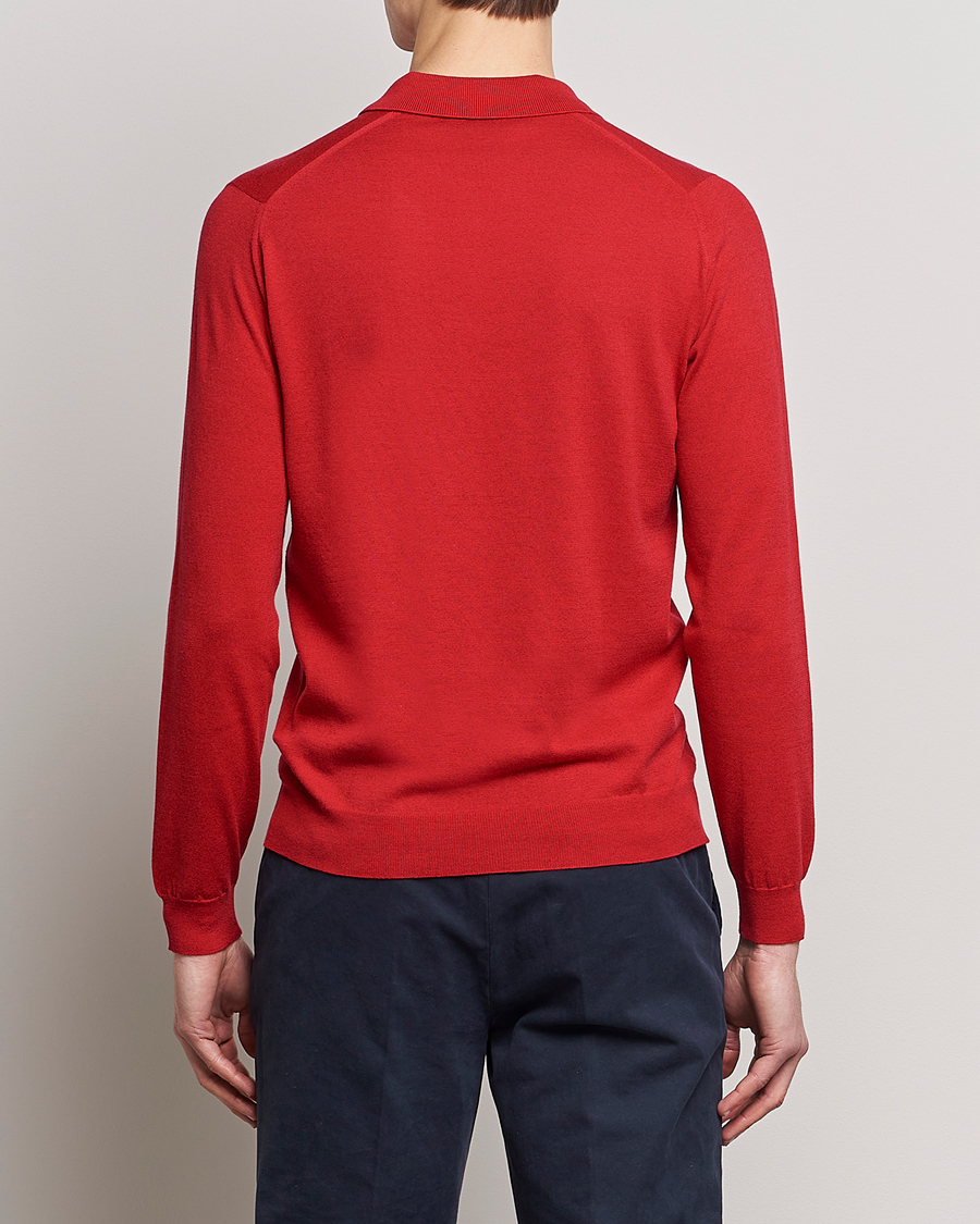 Herre | Gensere | John Smedley | Belper Wool/Cotton Polo Pullover Ruby