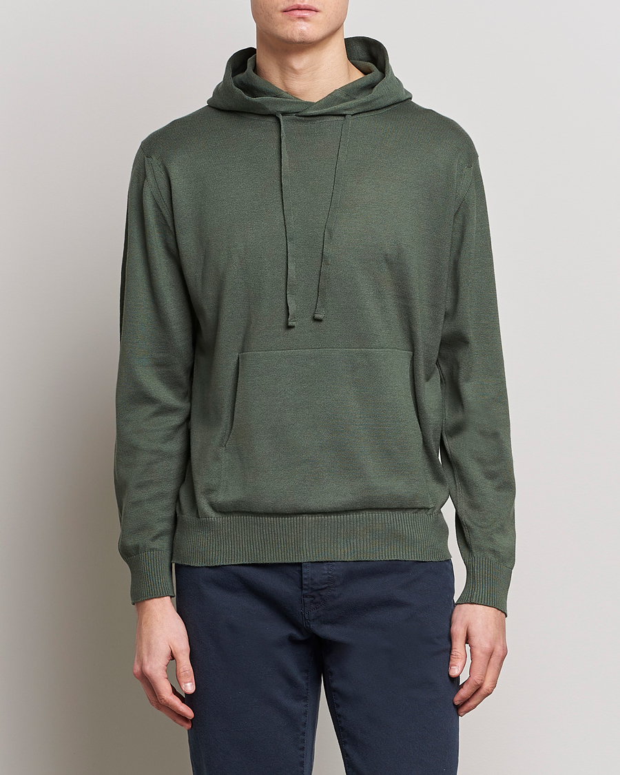 Herre | Gensere | John Smedley | Sundown Sea Island Hoodie Palm Green