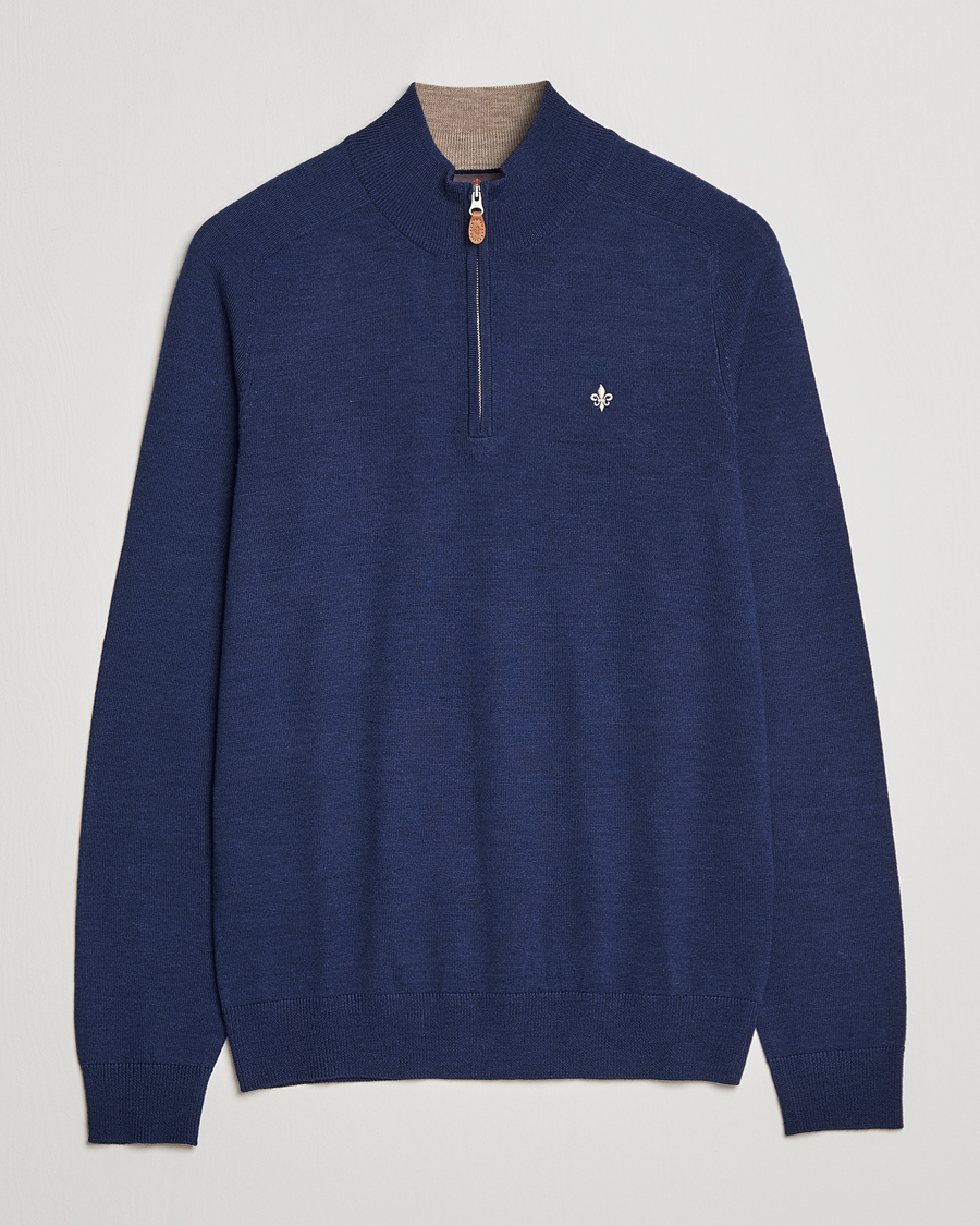 Herre | Gensere | Morris | John Merino Half Zip Blue