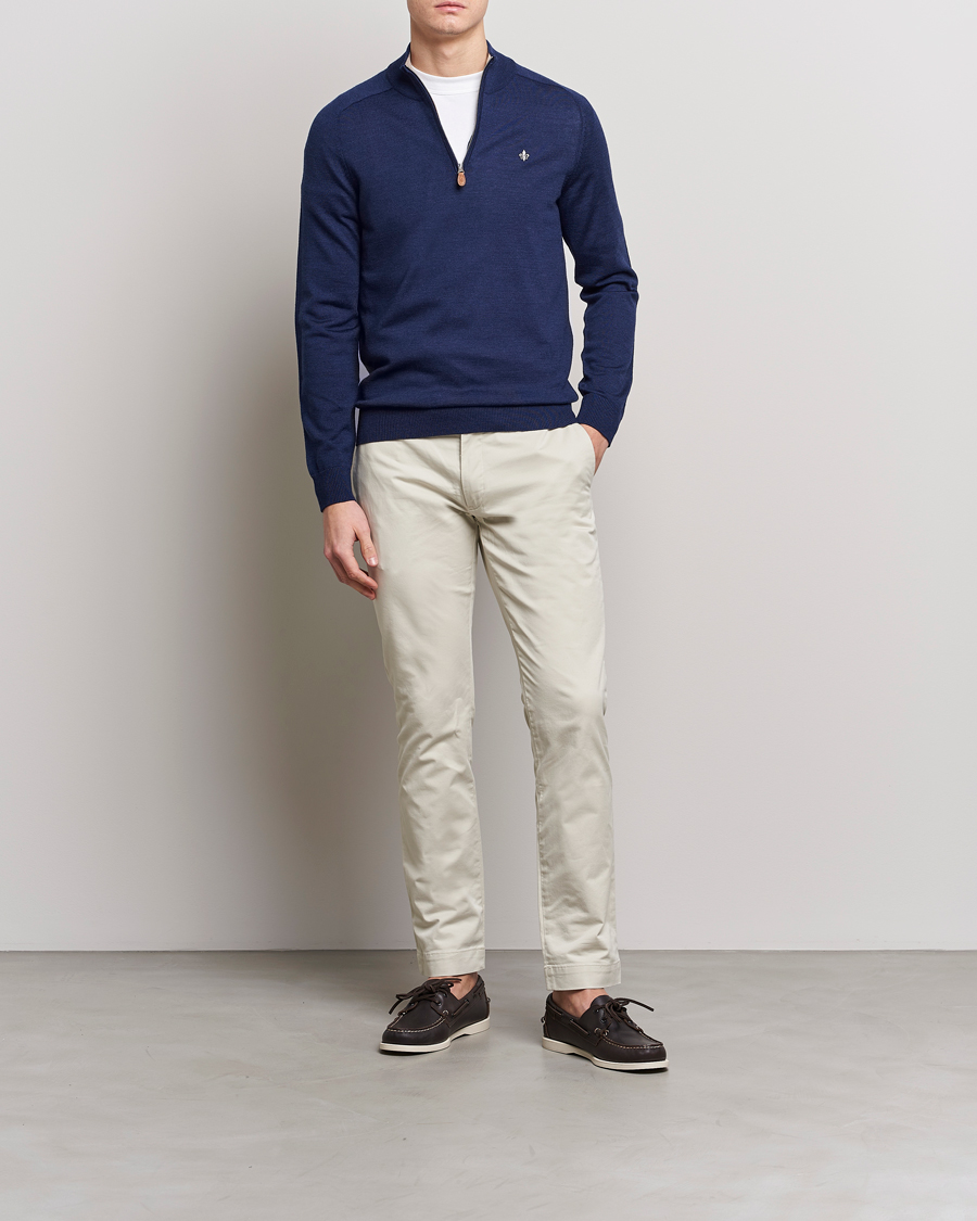 Herre | Gensere | Morris | John Merino Half Zip Blue