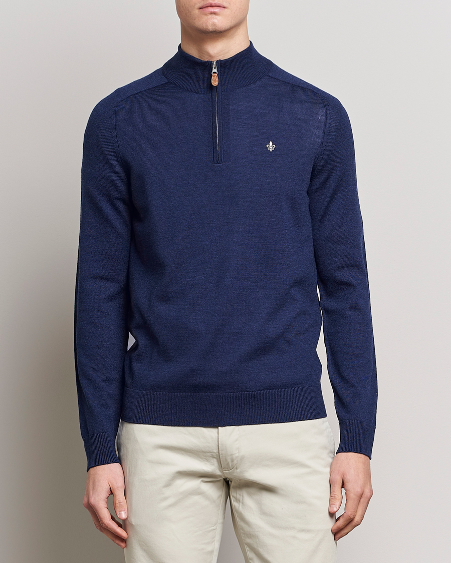 Herre | Gensere | Morris | John Merino Half Zip Blue