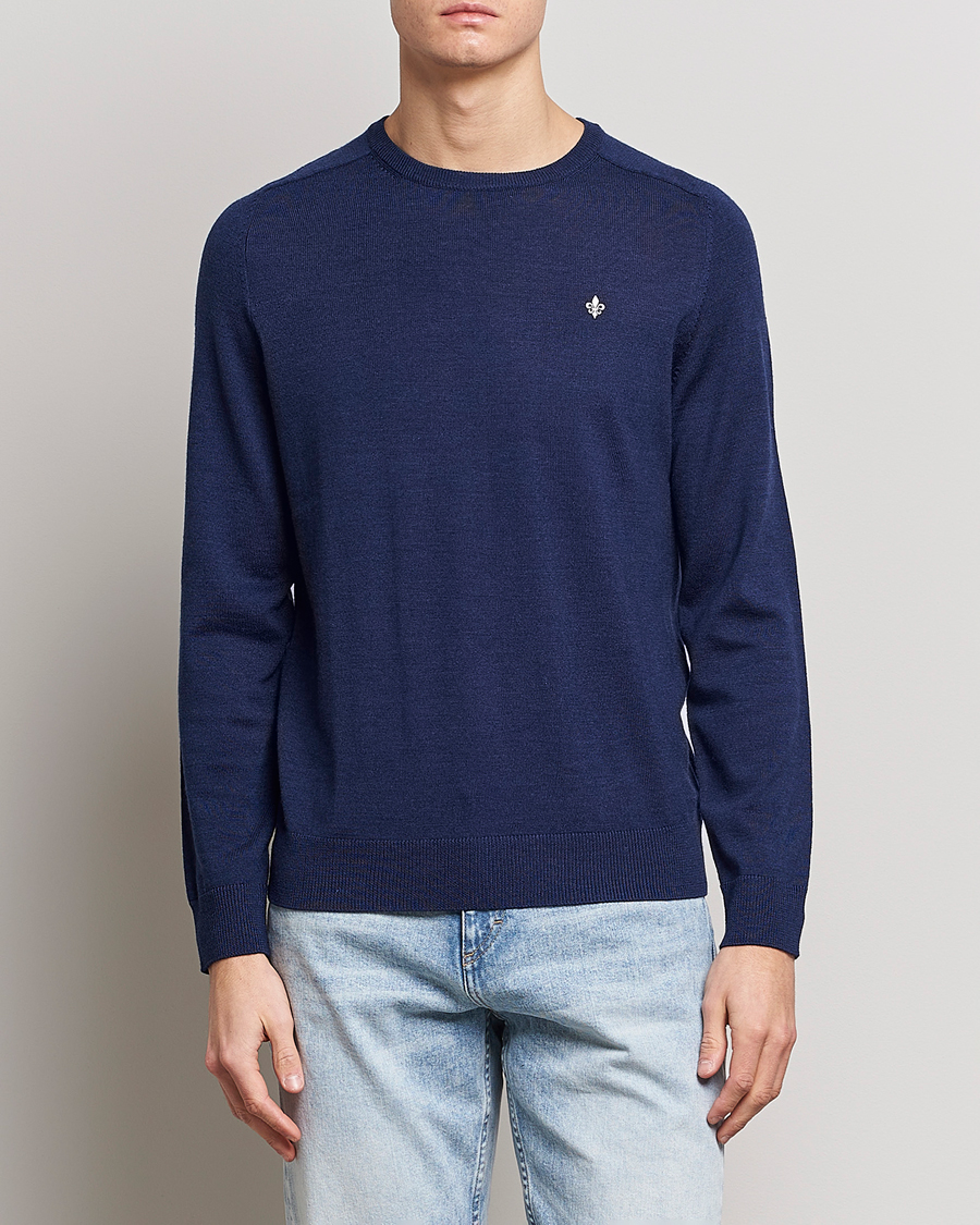 Herre | Pullovers rund hals | Morris | Merino Crew Neck Pullover Blue