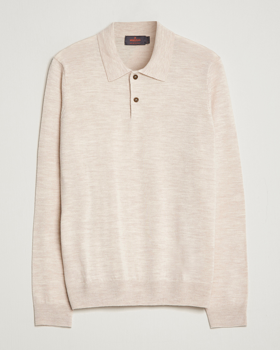 Herre | Gensere | Morris | Merino Knitted Polo Beige