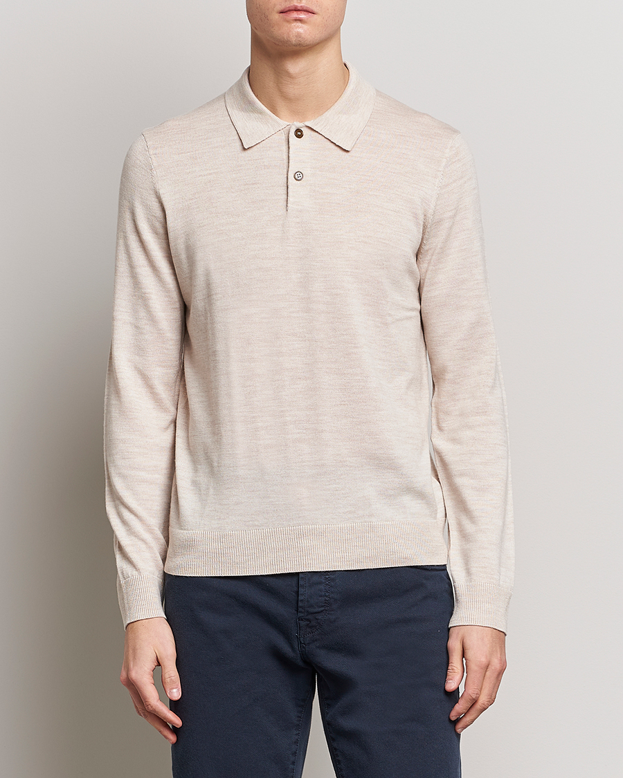 Herre | Gensere | Morris | Merino Knitted Polo Beige