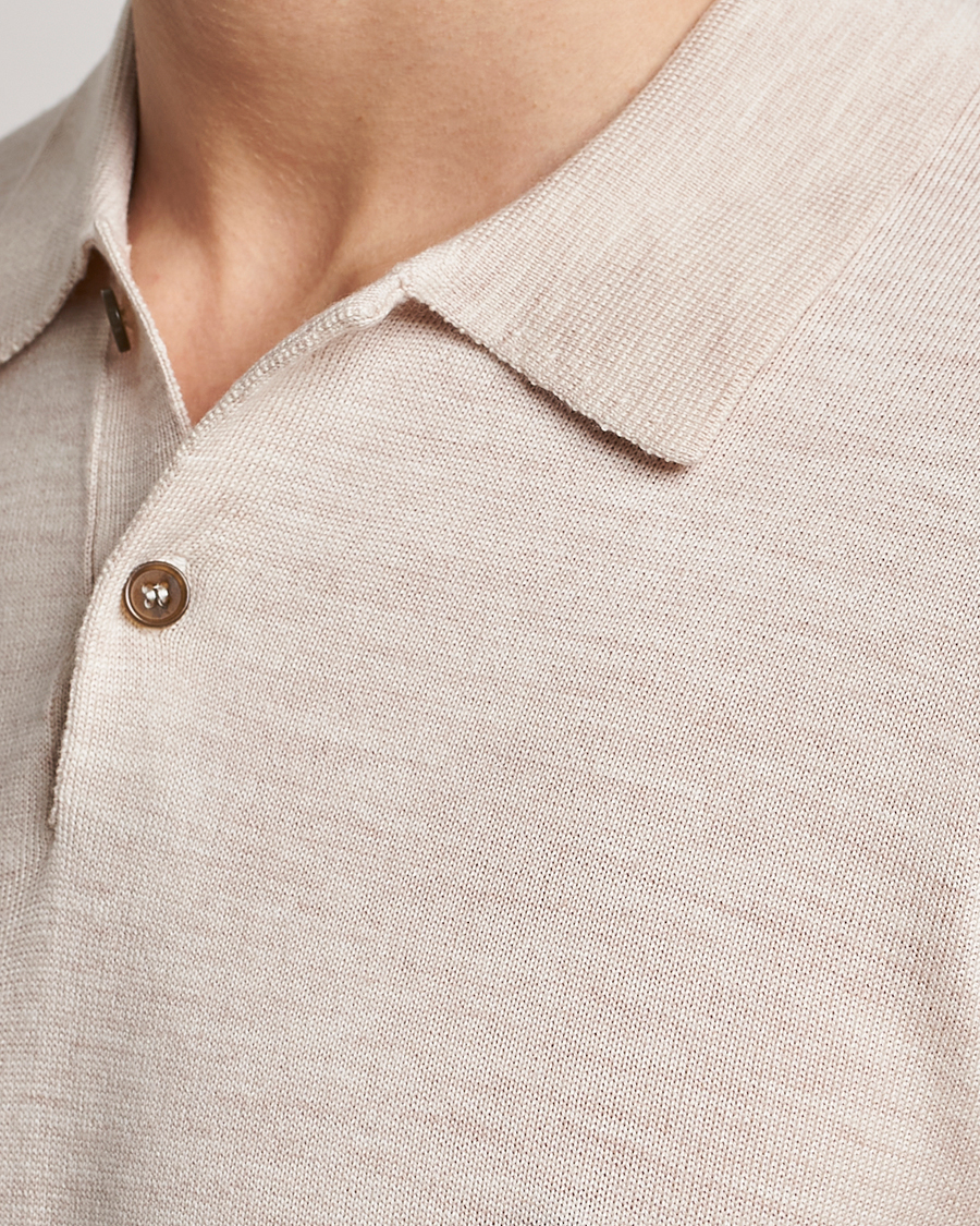 Herre | Gensere | Morris | Merino Knitted Polo Beige