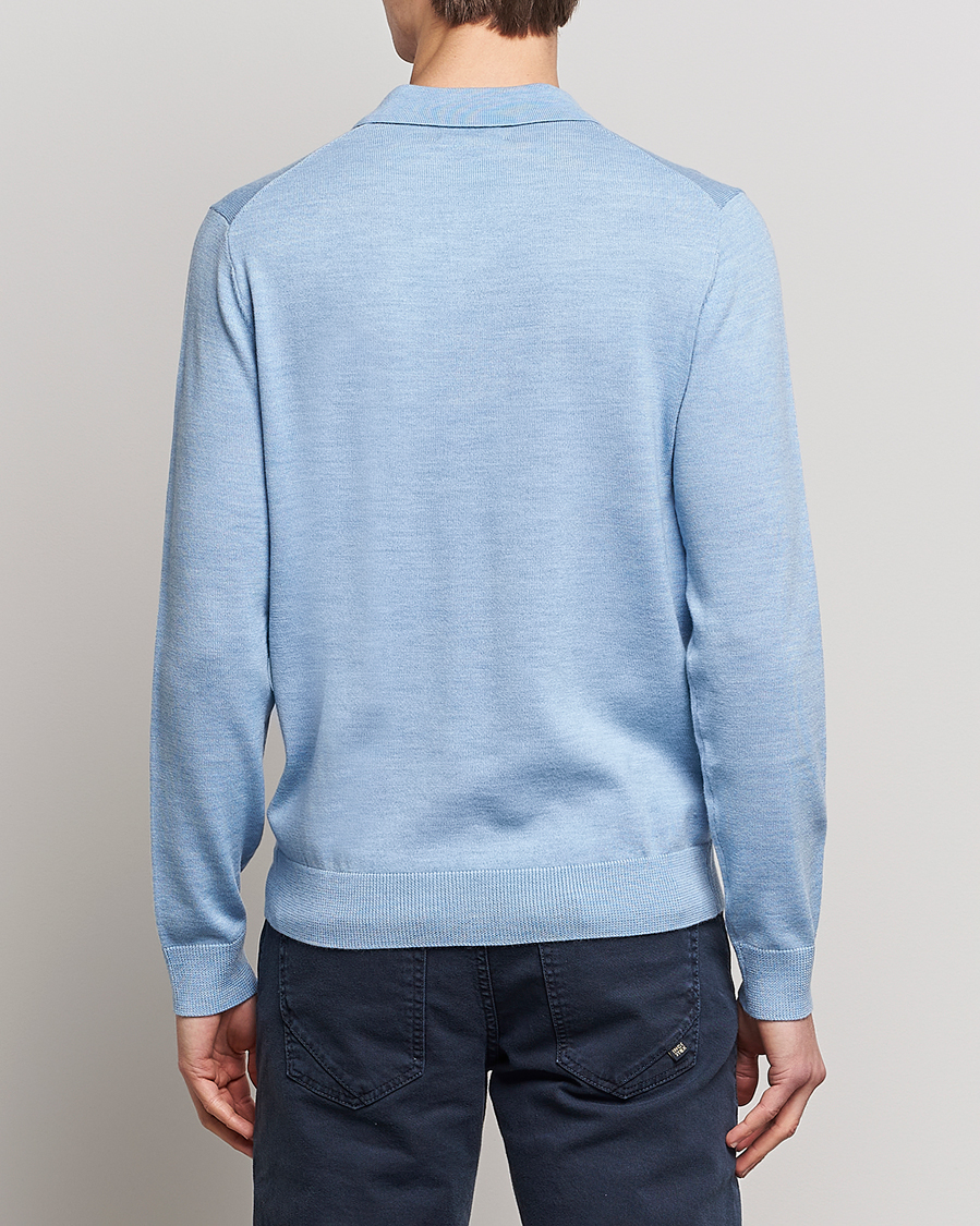 Herre | Gensere | Morris | Merino Knitted Polo Light Blue