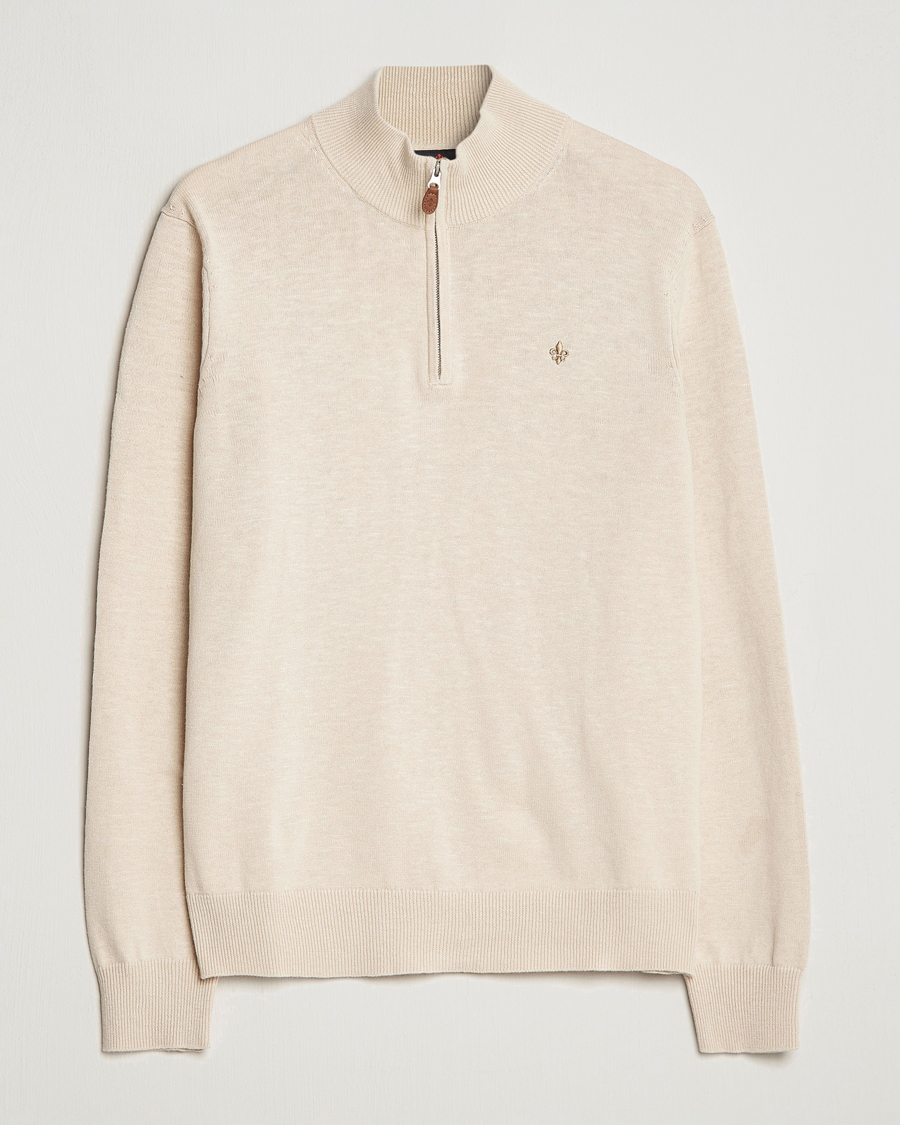 Herre | Gensere | Morris | Harold Cotton/Linen Summer Half Zip Ecru